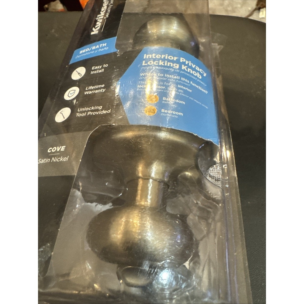 Kwikset‎ Cove Satin Nickel Bed And Bath Door Knob 300cv 15 Cp V1 93001-866